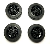 LEGO Technic Wheels x4 Black Large with Tyres 43.2 x 14 solid 56904 FREE P&P NEW