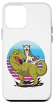 Coque pour iPhone 12 mini Chien Husky sibérien chevauchant un dinosaure T-Rex amoureux