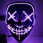 Lila - Halloween Light Up Mask, Hacker Purge Mask, Skrämmande LED rollspelskostym, Lampa