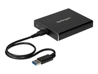 StarTech.com Boîtier USB 3.1 (10 Gb/s) dual slot pour SSD M.2 SATA avec RAID - Boîtier USB 3.1 2x SSD - USB-A et USB-C - Aluminium - Baie de stockage flash - 2 Baies - USB 3.1 (externe) - pour...