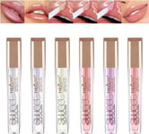 Gireatick Lip Oil Light Lip Gloss Set, 6 Colors Shimmery Liquid Lipstick Set | H