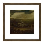 Pinkham Ryder Race Track Death Pale Horse 8X8 Inch Square Wooden Framed Wall Art Print Picture with Mount