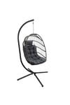 Samuel Alexander Grey Hanging Egg Chair With Stand Waterproof Cover And Cushions