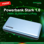 Patona Premium Powerbank Stark 1.0 PD65W 20.000mAh with 2 integrated charging cables USB-C 200109991
