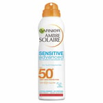 Garnier Ambre Solaire Sensitive Hypoallergenic Dry Mist Sun Cream Spray Spf50+,