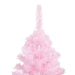Kunstigt juletræ med lys og kuglesæt 210 cm PVC lyserød