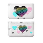 Coque 3DS XL Coeur multicolor mandala rose bleu transparente