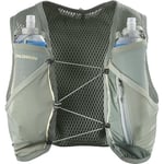 Salomon Active Skin 4 Unisex Running Hydration Vest Hiking Trail With Flasks Included, Precision Fit, 4L, and Optimized Storage, Green, M