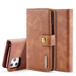 DG.MING iPhone 11 Pro Max Plånboksfodral med avtagbart skal, Cognac
