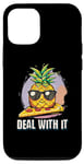 Coque pour iPhone 13 Pro Design mignon ananas sur plaque à pizza – Amusant « Deal with It »