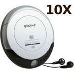 10X Groov-e GVPS110 Retro Series Personal CD Player with Earphones - Silver