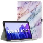Dadanism Galaxy Tab A7 10.4 Case 2020 (SM-T500 / T505 / T507), with Flexible Hand Strap & Card Slot, [Multi-Angle Viewing Stand] Shockproof Protective Cover for Samsung Tab A7 Tablet - Purple Marble