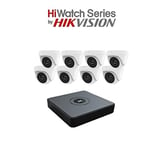 HiWatch HDTVI-8XTURRET40M-KIT-NOHDD TVI Security Camera System with 8CH HD DVR and 8 x 2.1 MP 1920 x 1080p CCTV Turret Kit, White