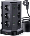 [5M Câble] Tour multiprise parafoudre et surtension(4000W/16A), Multi Prises Électriques avec 6 Ports USB et 12 Prises, 3.[Z118]