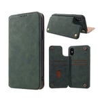 Apple Iphone Xs Retro Style Leather Flip Case - Green