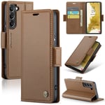 CaseMe Slim Plånboksfodral RFID-skydd Samsung Galaxy S22 Brun
