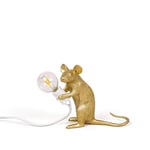 Table Lamp Mouse Desk Light Bedside Resin Lamp Light Home Decor (Gold, Sitting Rat)
