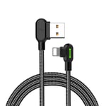 McDodo CA-4673 vinklet lyn (ikke MFI) til vinklet USB en kabel for synkronisering og rask lading med LED svart 18 m