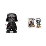 Funko POP Vinyl: Star Wars Obi-Wan - Darth Vader & POP Vinyls Star Wars : The Mandalorian Mando Flying With Jet Display Stand Holding Baby Yoda In His Arms Pack Collectible Toy POP! 50959