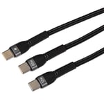 Maplin Pro Dual USB C to USB C 65W Cable Braided Black, 1.2m, Fast Charging, for Apple MacBook, iPad Pro, iPad Air, iPhone 15, Samsung Galaxy phones, Microsoft Surface, Google Pixel, Honor and more