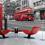 Fototapet - Rød bus og telefonboks i London - 250 x 193 cm - Premium