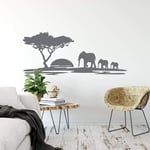 xiadayu Elephant Wall Stickers Wildlife Park African Animal Stickers Elephant Family Sunset Tree Wall Stickers Living Room Wall Decoration Mural 100X42CM