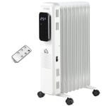 2180W Oil Filled Radiator 9 Fin Timer 3 Settings Safety Cut-Off Remote White