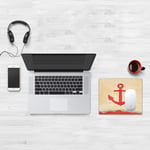 Gaming Mouse Pad,Anchor,Anchor Chain Illustration Marine Life Navy Item Mooring Vessel Hook into the Seabed,Red Cream,Soft Surface,Easy-to-Clean Mouse Mat,Non-Slip Backing
