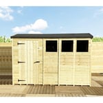 10 x 6 Pressure Treated High Eaves Reverse Apex Shed with Single Door