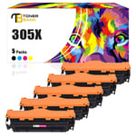 5 Toner Compatible For HP 305X LaserJet Pro 400 color M451dw M451dn 451nw M475dn