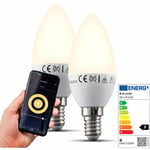 B.K.LICHT B.k.licht - Lot de 2 ampoules connectées led dimmables commande vocale par Appli compatibles Alexa Google Home E14 5,5W blanc chaud 2700K
