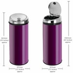 Inmotion 50L Purple Stainless Steel Auto Automatic Sensor Kitchen Waste Dust Bin