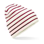 Beechfield Original Deep Cuffed Striped Beanie - SoftWhite/ClassicRed / One Size