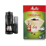 Melitta Filter Coffee Machine with Integrated Ceramic Grinder with 11 Settings, Adjustable Strength & 6658076 Pack Original Size 1x4, 80, Filter Coffee Makers, Brown, Paper
