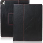Casemade iPad Pro 12.9 (4th Generation 2020 Model) Real Leather Case - Premium Italian Slim Cover/Smart Folio with Dual Stand and Auto Sleep/Wake (Black)
