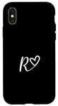 iPhone X/XS minimalist monogram name initial letter R white heart shape Case