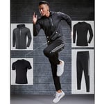 Kays 4pcs Mens Tracksuit Set Gym Jogging Bottoms Casual Joggers Sports Sweatsuit With Pockets For Workout Training Running Tracksuits (Color : Black, Size : L)