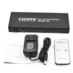 HDMI Switcher 2x4 Switch Splitter 2 IN 4 out Switch Box with Audio Extractor Support 3.5 mm/SPDIF with IR Remote for PS3 PS4 PRO Blu-ray DVD PC etc