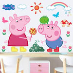 Utopiashi 3D cartoon pink family PVC Decals Adhesive Peppa Pig Wall Stickers Mural Home De