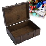 Wooden Box, Vintage Suitcase Lockable Box Vintage Wooden Storage Box Decorative Jewelry Casket for Home Large 3.5L (04)