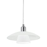 Eglo Brenda pendant lamp, 1-bulb pendant lamp, steel in matt nickel and glass in satin white, E14 socket, diameter 29 cm