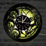 Smotly Vinyl wall clock, Kingdom Hearts character 3D wall decoration large clock, LED colorful lights handmade wall clock gift. (Gift hook),A