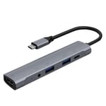 Station d'accueil cinq en un, HUB USB C, HDMI, Compatible avec 4K @ 30Hz + PD 60W + USB 3.0 + USB 2.0 + fil Audio/Microphone