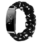 Chofit Strap Compatible with Fitbit Inspire 2/Inspire HR/Inspire Straps, Replacement Scrunchies Arm Band Chiffon Satin Wristband for Women for Inspire 2 Fitness Tracker L/S (Small, Black-White)