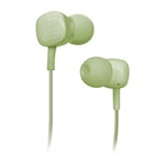 sbs Earphones with universal 3.5 mm jack cable, integrated microphone, answer/end buttons, 100% recyclable and reusable jam jar-shaped case, Green