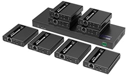 PremiumCord HDMI 1-8 Splitter + Extender via CAT6/6A/7, Ultra HD 4K @ 30Hz à 70m, Boîtier en Métal, 8 Récepteurs avec Alimentation, Dolby TrueHD, 3D, EDID, CEC, HDCP2.2