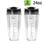 1X(2 Pack Replacement 24Oz Cup with Spout Lid for ri Ninja Auto IQ Series Blende