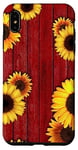 Coque pour iPhone XS Max Tournesols sur table de pique-nique rouge patiné grange rustique