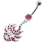 Belly Button Ring Pink 5mm Multi Jeweled Burning Mask Surgical Steel Silver