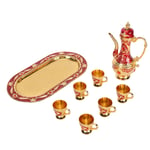 (Gold Red)Coffee Pot Set Waterproof Wine Pot Kit Zinc Alloy Luxurious Fadeless